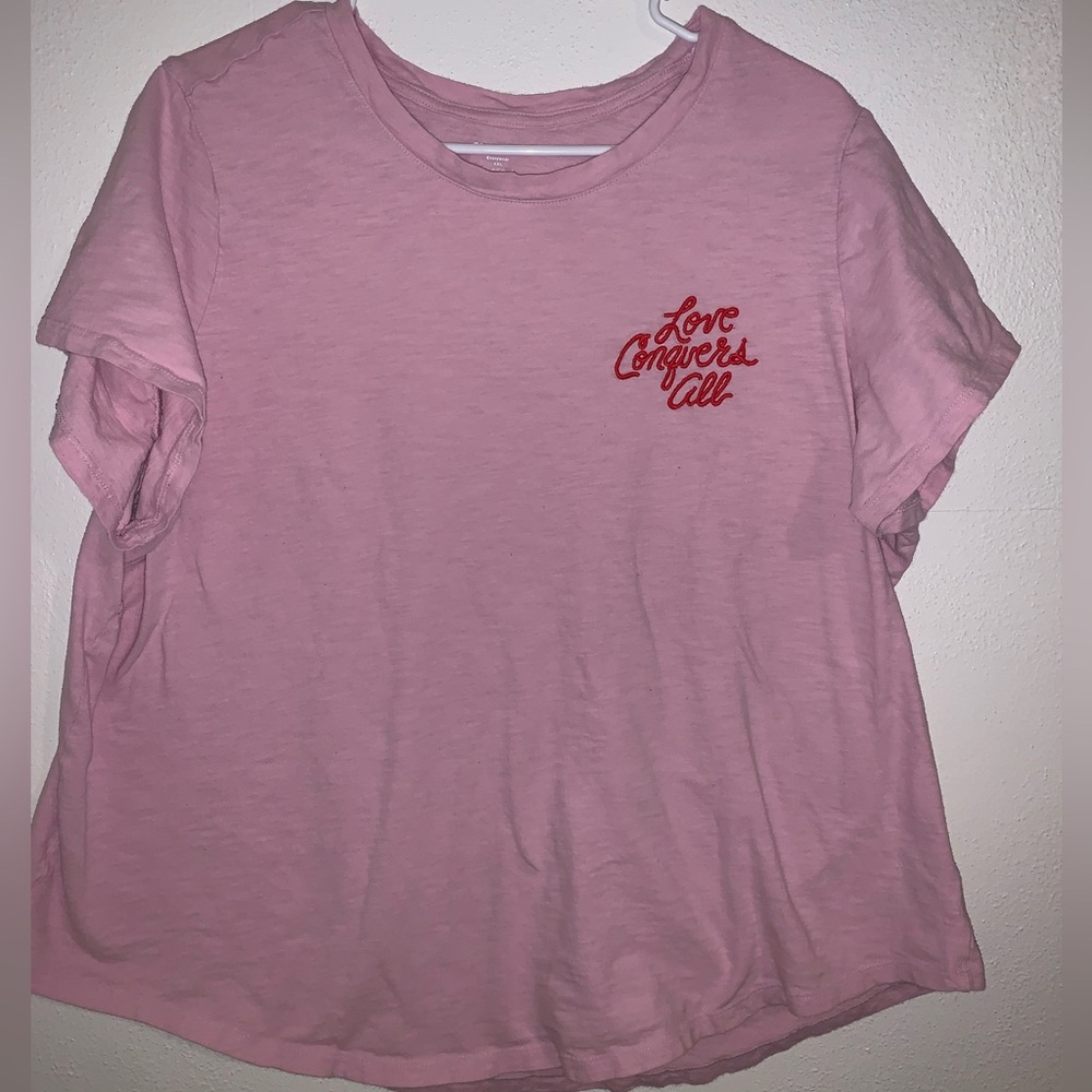 “Love Conquers All” Embroidered Tee